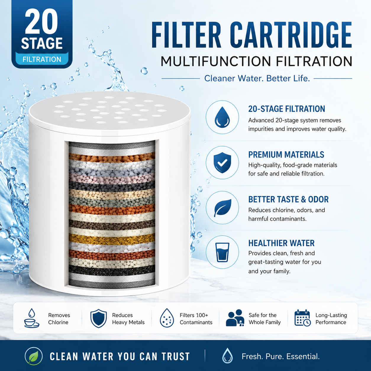 17-Layer Shower Filter Head